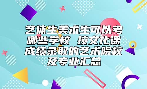 艺体生美术生可以考哪些学校 按文化课成绩录取的艺术院校及专业汇总